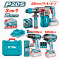 COMBO 20V ROTOMARTILLO 28MM +  TALADRO 96NM + LLAVE IMPACTO 1350NM  2X5.0AH + ACC INDUSTRIAL