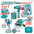 COMBO 3 EN 1 ROTOMARTILLO 26MM +  AMOLADORA 1000W + LINTERNA 2X4.0AH +  ACC MALETIN INDUSTRIAL